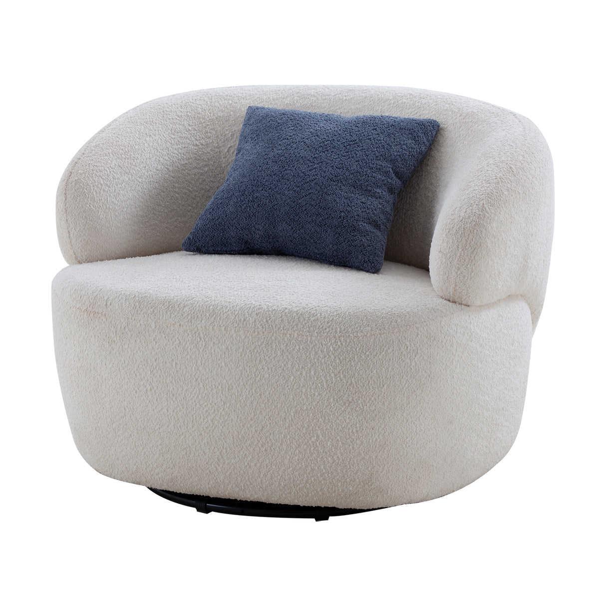 Swivel Barrel Chair Living Room, Single Chair for Small Space Comfy Round Sofa Chair Boucle Accent Chair Circle Sherpa, Arm Chair Reading Room Chair Lounge Chair Bedroom Club (Beige) Home Elegance USA