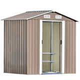 TOPMAX Patio 6ft x4ft Bike Shed Garden Shed, Metal Storage Shed with Adjustable Shelf and Lockable Door, Tool Cabinet with Vents and Foundation for Backyard, Lawn, Garden, Brown