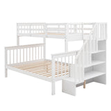 Stairway Twin-Over-Full Bunk Bed with Storage and Guard Rail for Bedroom, White color(OLD SKU :LP000019AAK) - Home Elegance USA