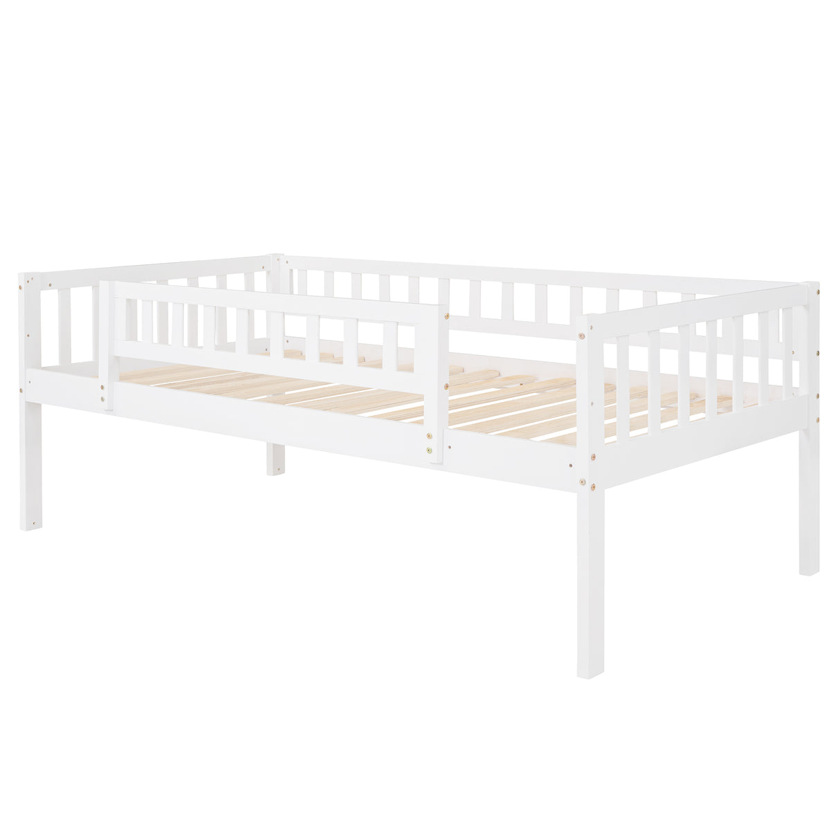 Twin-Over-Twin-Over-Twin Triple Bed with Built-in Ladder and Slide, Triple Bunk Bed with Guardrails, White(OLD SKU: LP000051AAK) - Home Elegance USA