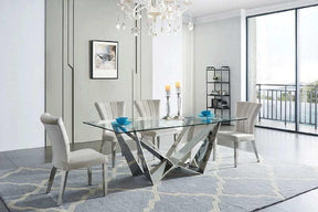 Extravaganza 2061 7-Piece Dining Table Set with Glass Top - 2061-7Set | ESF