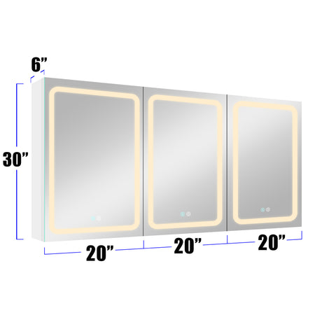 60x30 Inch LED Bathroom Medicine Cabinet Surface Mount Double Door Lighted Medicine Cabinet, Medicine Cabinets for Bathroom with Mirror Defogging, Dimmer White - W995S00070 - image - 13