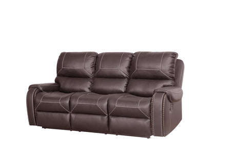 Faux Leather Reclining Sofa Couch 3 Seater for Living Room Brown - Home Elegance USA