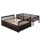 Twin-Over-Full Bunk Bed with Twin size Trundle , Separable Bunk Bed with Drawers for Bedroom - Espresso - Home Elegance USA