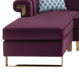 Maddie Purple Velvet 5-Seater Sectional Sofa with Storage Ottoman - Home Elegance USA