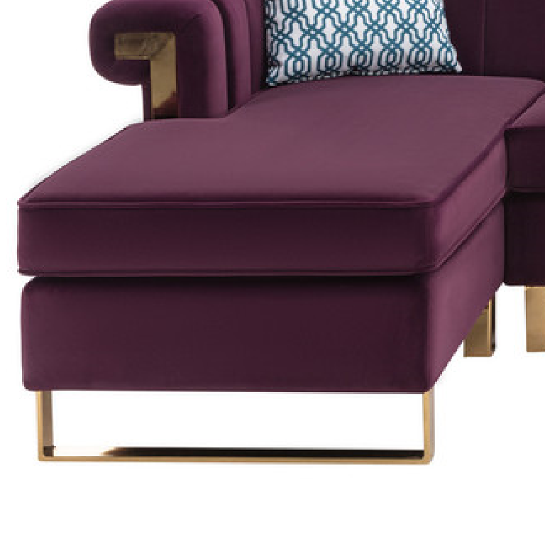 Maddie Purple Velvet 8-Seater Sectional Sofa with Reversible Chaise and Storage Ottoman - Home Elegance USA