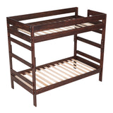 Twin over Twin Wood Bunk Bed with 2 Drawers, Espresso - Home Elegance USA