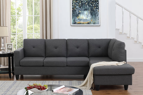 Santiago Dark Gray Linen Sectional Sofa with Right Facing Chaise - Home Elegance USA