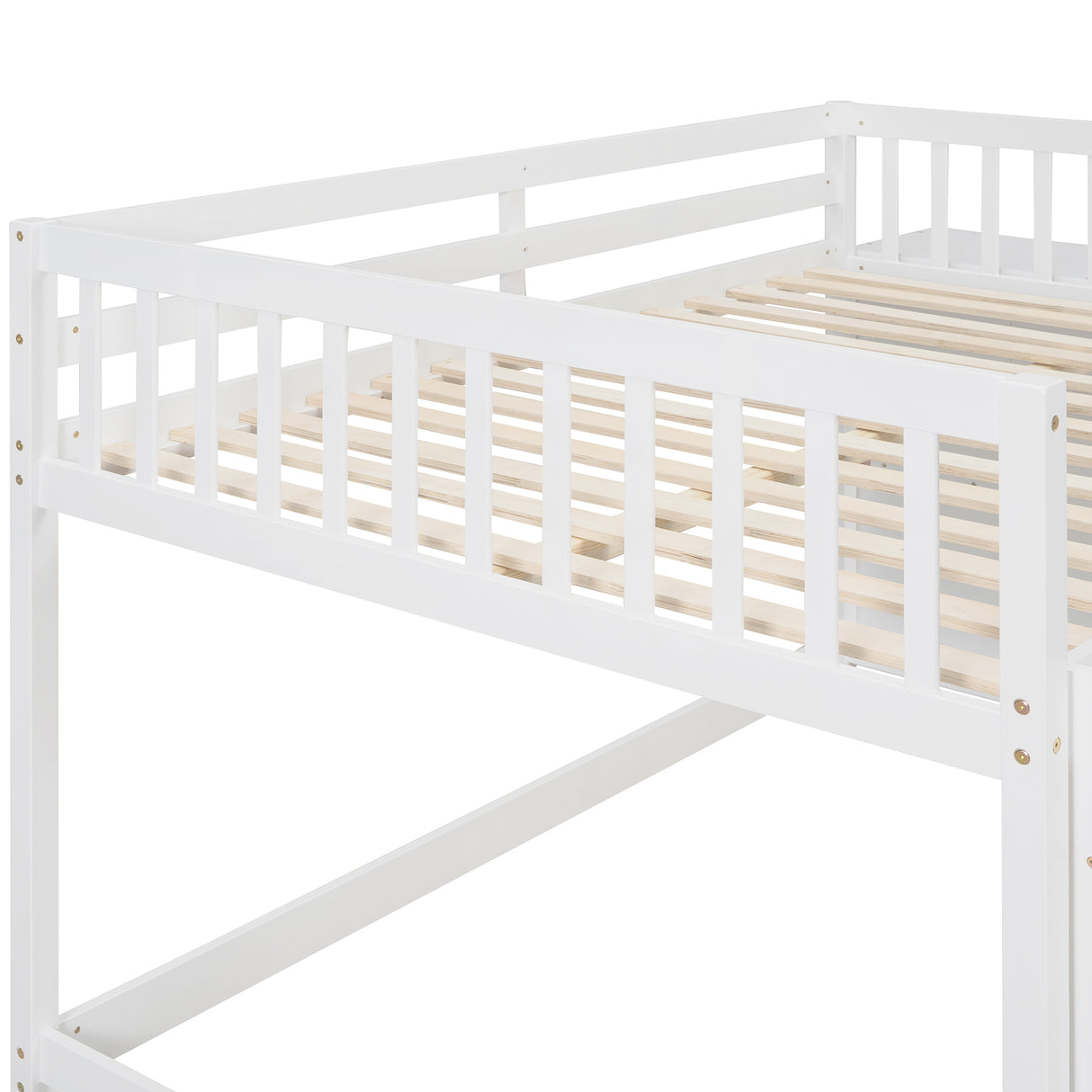 Full over Full Bunk Bed with 4 Drawers and 3 Shelves-White - Home Elegance USA