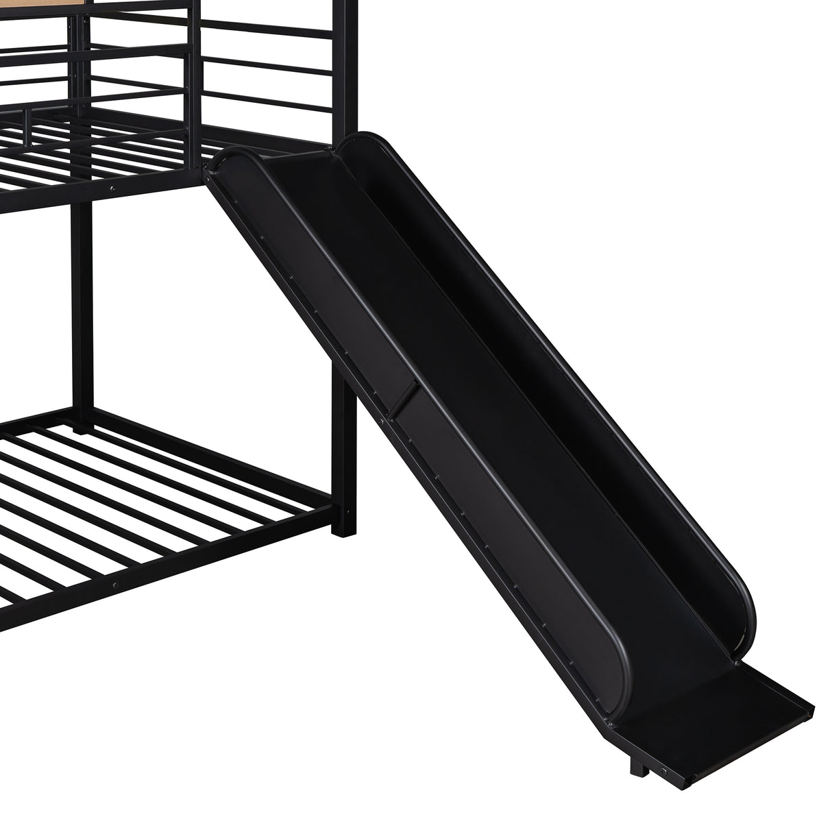 Twin Over Twin Metal Bunk Bed ,Metal Housebed With Slide,Three Colors Available.(Black with Black  Slide)(OLD SKU :LP000095AAB) - Home Elegance USA