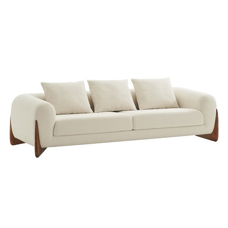 Vig Furniture Modrest Fleury - Contemporary Cream Fabric and Walnut Sofa