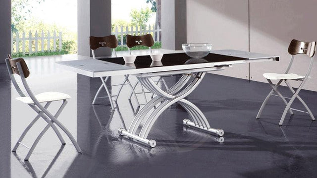 Esf Furniture - 2109 5 Piece Modern Dining Table Set In Wenge-White - 2109Diningtable-5Set