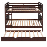 Full-Over-Full Bunk Bed with Twin size Trundle , Separable Bunk Bed for Bedroom - Espresso - Home Elegance USA