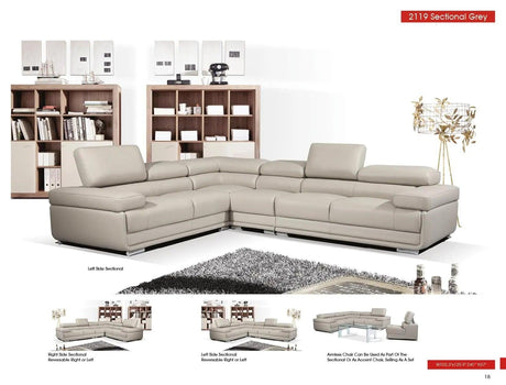 2119 Modern Italian Leather Sectional | ESF | Home Elegance USA