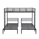 Full over Twin&Twin Size Bunk Bed with Built-in Shelf, Black - Home Elegance USA