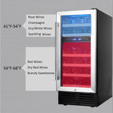 SOTOLA 15 Dual Zone Inch Wine Cooler Refrigerators 28 Bottle Fast Cooling Low Noise Wine Fridge with Professional Compressor Stainless Steel, Digital Temperature Control Screen Built-in or Freestandin
