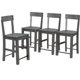 TREXM Counter Height Dining Chairs Industrial Style Wood Dining Room Chairs with Ergonomic Design, Set of 4 (Gray) - Home Elegance USA