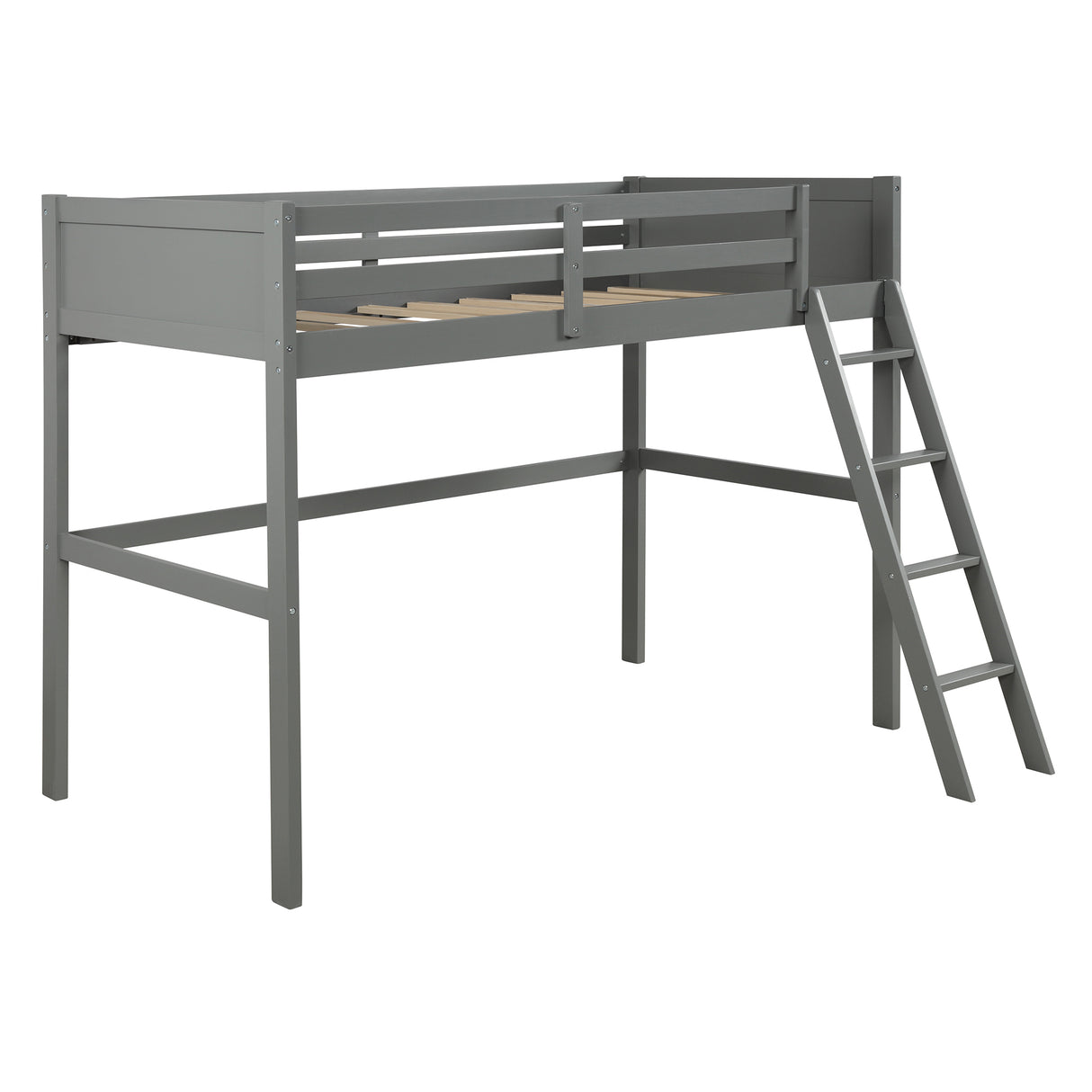 Twin over Full Loft Bed with Cabinet, Gray - Home Elegance USA