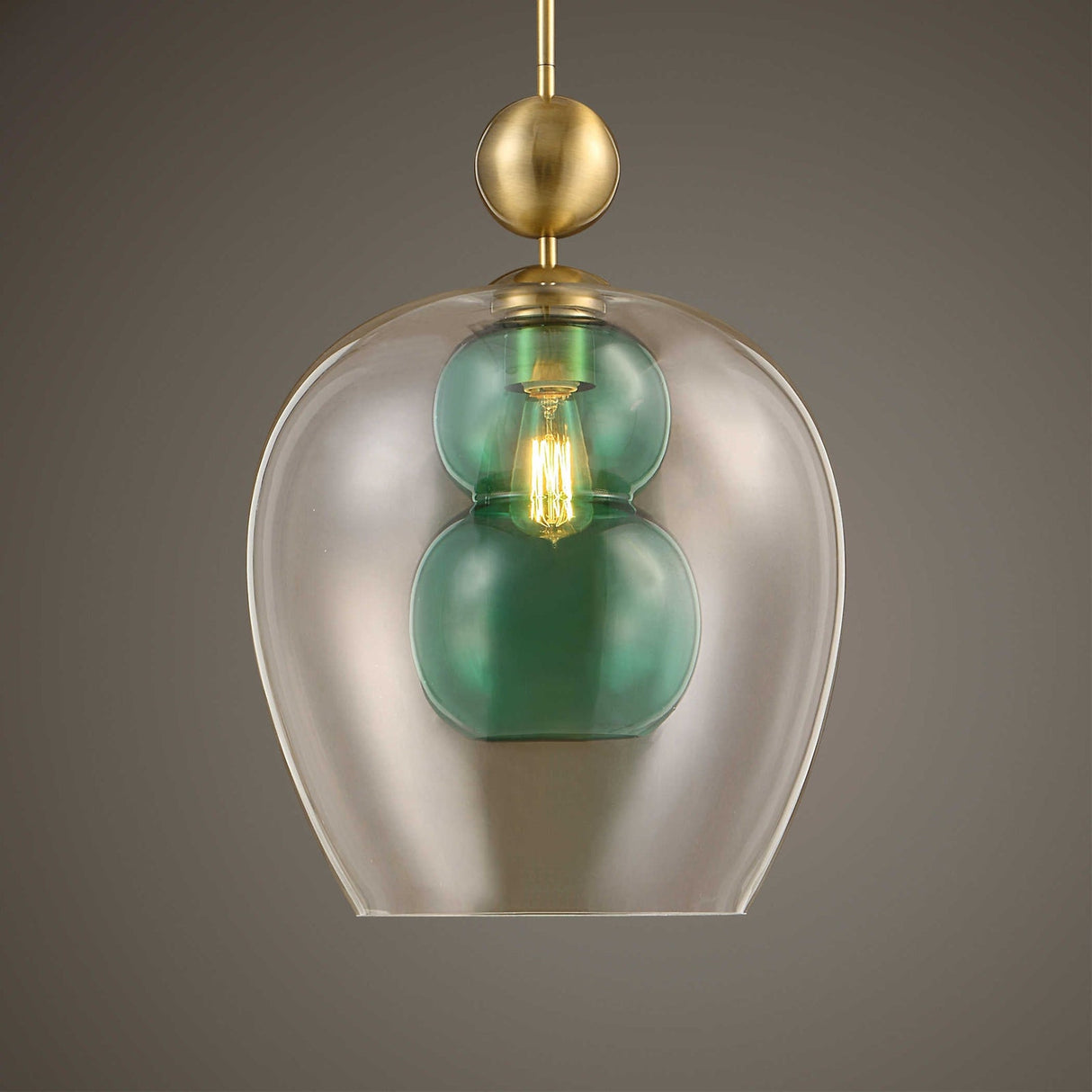 Uttermost Shamrock Green Glass 1 Light Pendant - Home Elegance USA