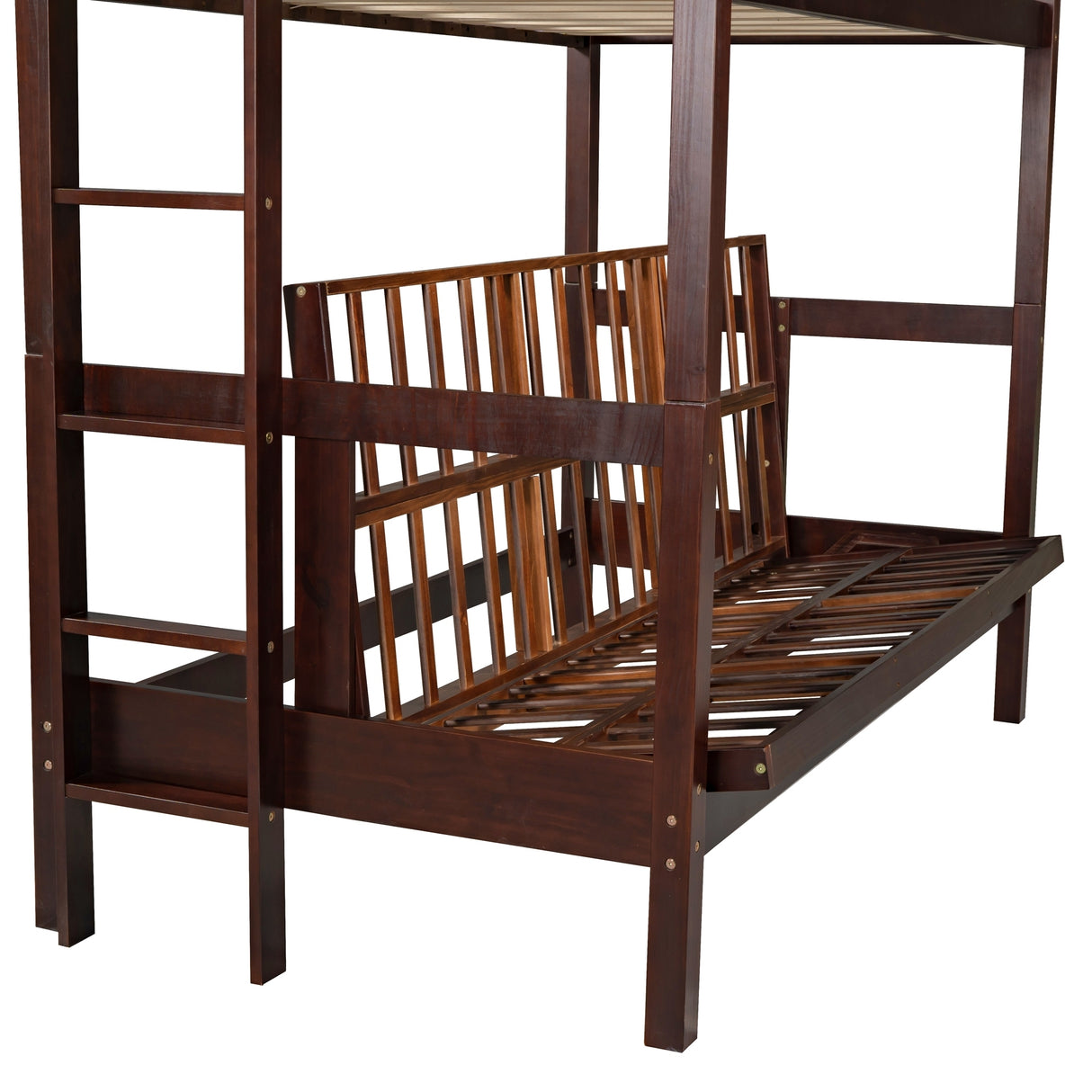 Twin over Full Bunk Bed,Down Bed can be Converted into Daybed,Espresso - Home Elegance USA