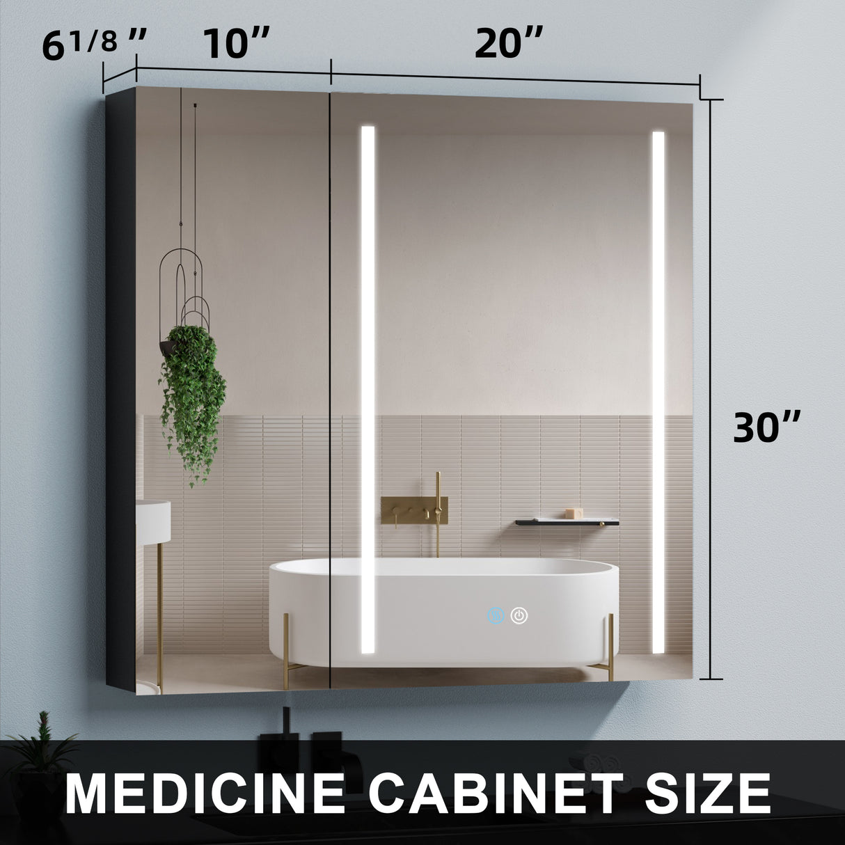 Medicine Cabinet with LED Mirror for Bathroom Anti-Fog Lighted Medicine Cabinet, Wall Mounted (24 inch32 inch), Size: 24 x 32, White