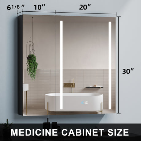 30x30 inch LED Bathroom Medicine Cabinet with Mirror Defogging, Dimmer Black - W995S00001 - image - 7