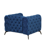40.5" Velvet Upholstered Accent Sofa,Modern Single Sofa Chair with Button Tufted Back,Modern Single Couch for Living Room,Bedroom,or Small Space,Blue Home Elegance USA
