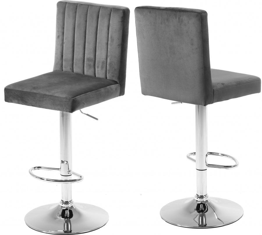 Meridian Furniture - Joel Velvet Adjustable Bar, Counter Stool In Grey (Set Of 2) - 710Grey