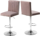 Meridian Furniture - Joel Velvet Adjustable Bar, Counter Stool In Pink (Set Of 2) - 710Pink