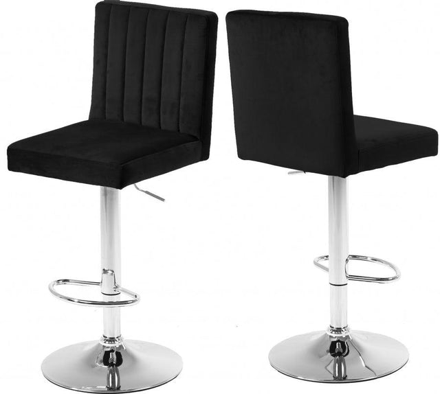 Meridian Furniture - Joel Velvet Adjustable Bar, Counter Stool In Black (Set Of 2) - 710Black