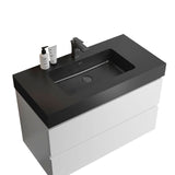 Alice 36" White Bathroom Vanity with Sink, Large Storage Wall Mounted Floating Bathroom Vanity for Modern Bathroom, One - Piece Black Sink Basin without Drain and Faucet - W1865S00024 - Home Elegance USA - 4