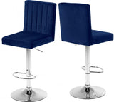 Meridian Furniture - Joel Velvet Adjustable Bar, Counter Stool In Navy (Set Of 2) - 710Navy