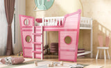 Full Size Boat Shape Loft Bed with Ladder-Pink - Home Elegance USA