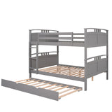 Full-Over-Full Bunk Bed with Twin size Trundle , Separable Bunk Bed for Bedroom - Grey - Home Elegance USA