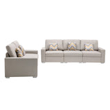 Nolan Beige Linen Fabric Sofa and Loveseat Living Room Set with Pillows and Interchangeable Legs Home Elegance USA