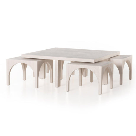 Four Hands Amara Coffee Table With Nesting Arch Seats