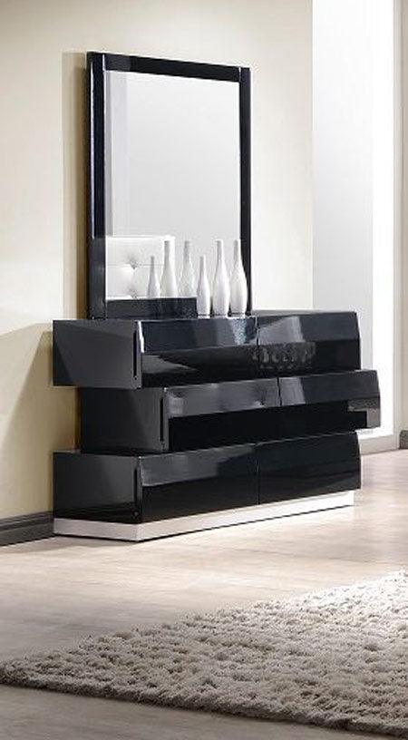 J&M Furniture - Milan Black Lacquer Dresser & Mirror - 176871-Dm