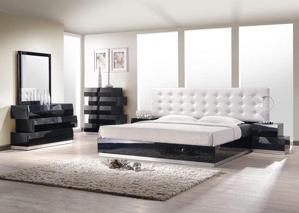 J&M Furniture - Milan Black Lacquer 4 Piece Eastern King Platform Bedroom Set - 176871-K-4Set