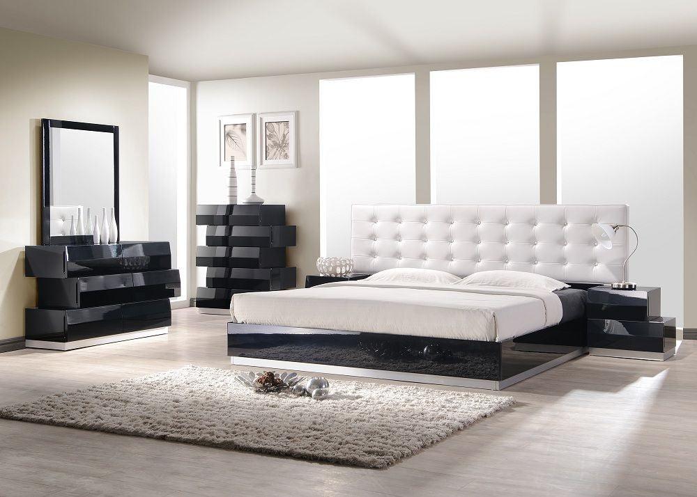 J&M Furniture - Milan White Lacquer 3 Piece Queen Platform Bedroom Set - 17687-Q-3Set