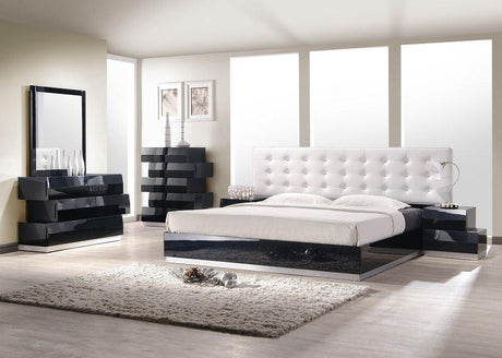 Milan Black Lacquer 4 Piece Eastern King Platform Bedroom Set - 176871-K-4Set | J&M