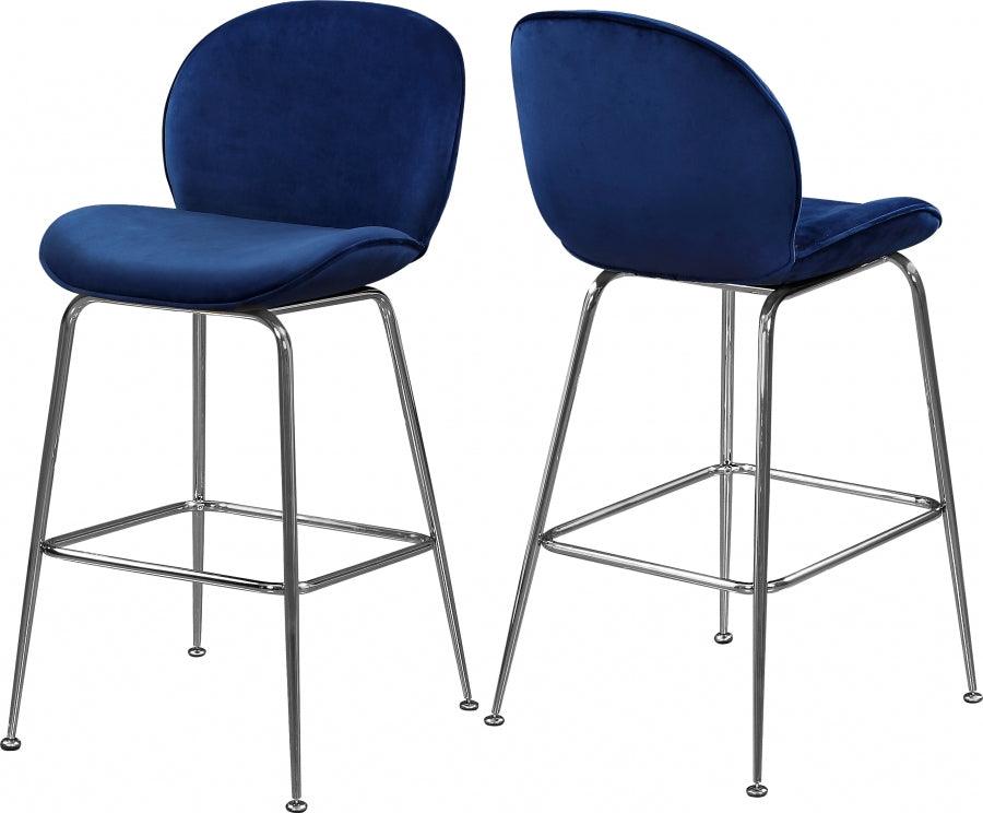 Meridian Furniture - Paris Counter Stool Set Of 2 In Navy - 788Navy-C