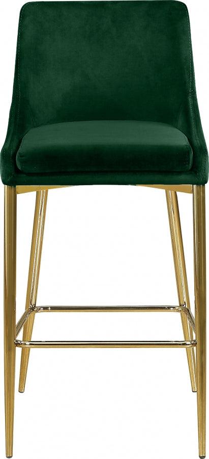 Meridian Furniture - Karina Velvet Counter Stool Set Of 2 In Green - 789Green-C