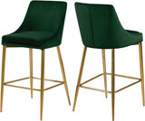 Meridian Furniture - Karina Velvet Counter Stool Set Of 2 In Green - 789Green-C