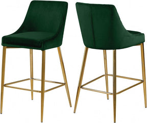 Karina Velvet Counter Stool Set Of 2 In Green - 789Green-C | Meridian
