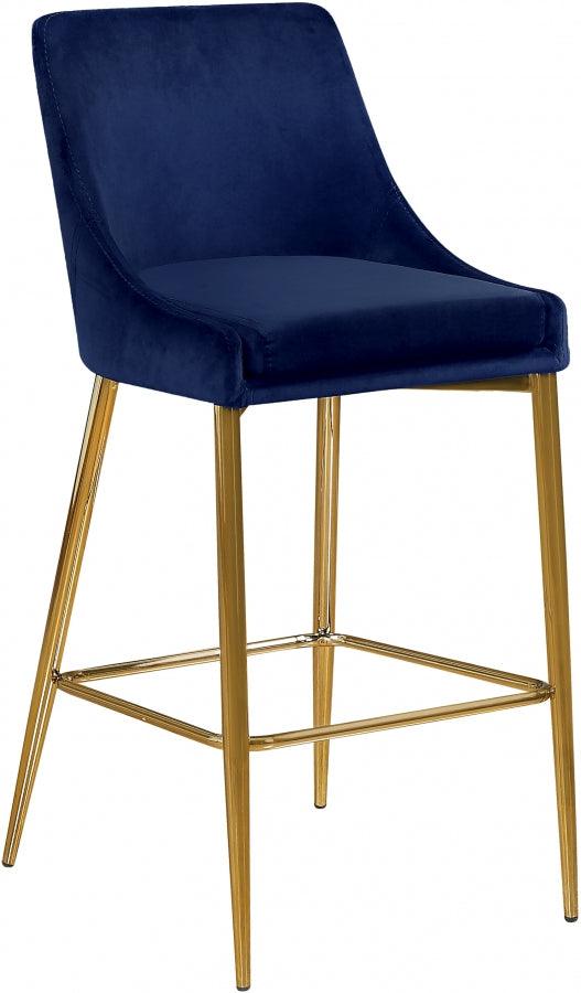 Meridian Furniture - Karina Velvet Counter Stool Set Of 2 In Navy - 789Navy