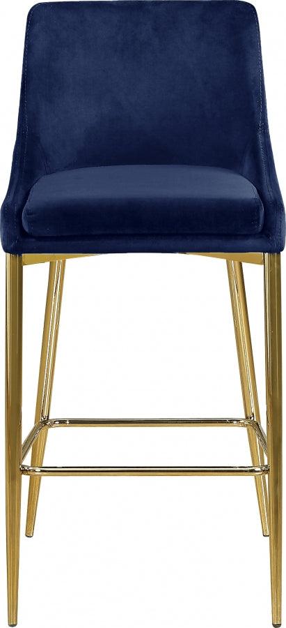 Meridian Furniture - Karina Velvet Counter Stool Set Of 2 In Navy - 789Navy