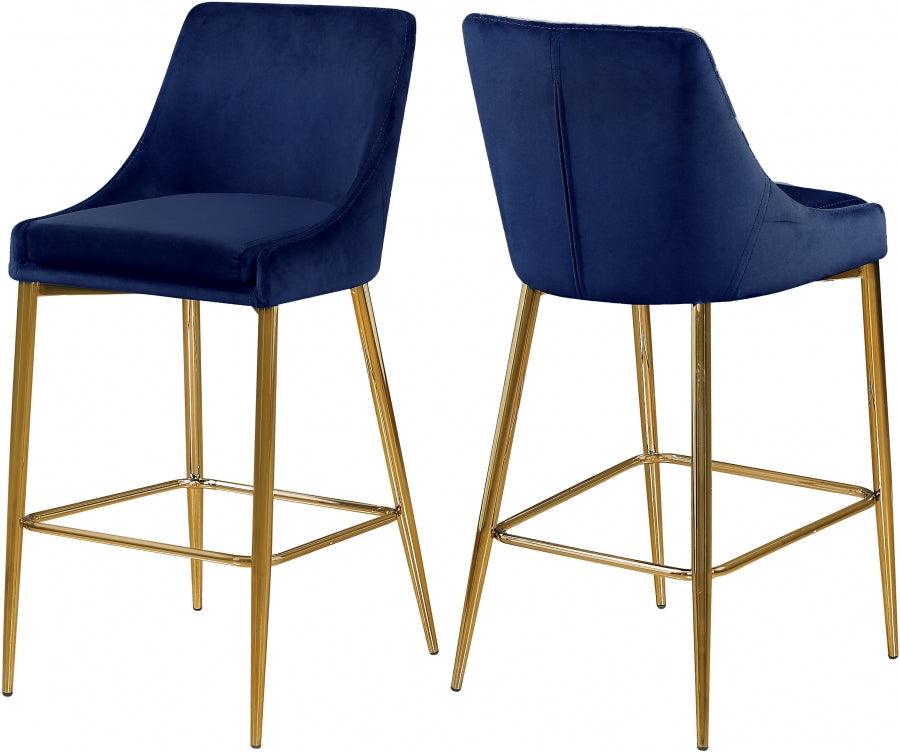 Meridian Furniture - Karina Velvet Counter Stool Set Of 2 In Navy - 789Navy