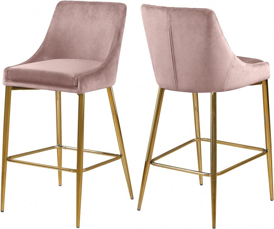 Meridian Furniture - Karina Velvet Counter Stool Set Of 2 In Pink - 789Pink-C