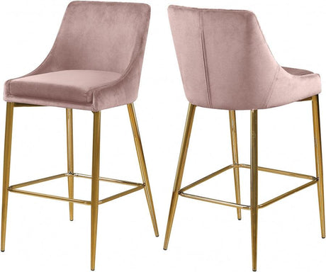 Meridian Furniture - Karina Velvet Counter Stool Set Of 2 In Pink - 789Pink-C