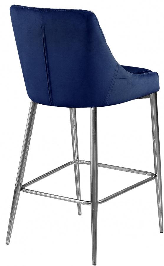 Meridian Furniture - Karina Velvet Counter Stool Set Of 2 In Navy - 790Navy-C